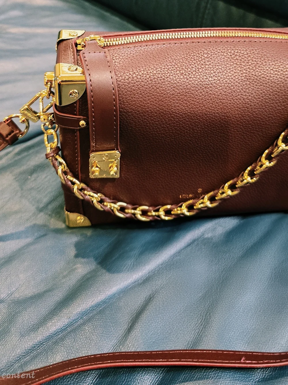 Louis Vuitton Burgundy Leather Cosmetic Pouch with Gold-Tone Zipper